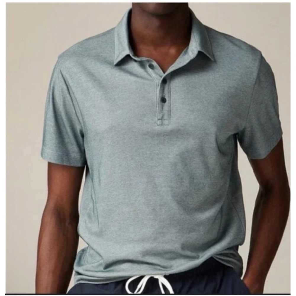 J.Crew‎ Polo Shirt Mens Medium Green Excellent Coolmax Wicking UPF Short Sleeve